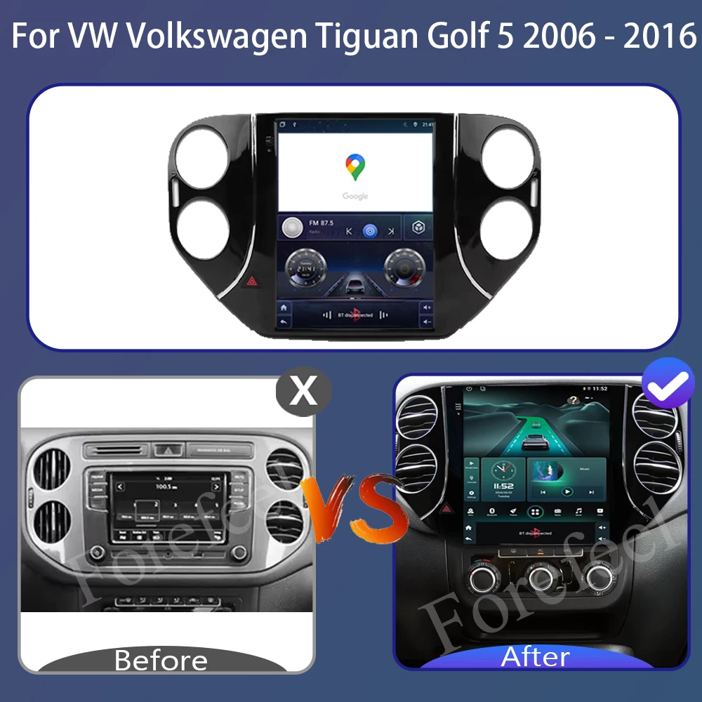 9.7 inch Android 13 For VW Volkswagen Tiguan Golf 5 2006 - 2016 Car Radio Multimedia Player Carplay Head Unit 2 Din Wifi 4G