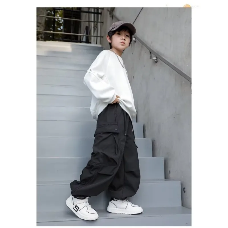 2026 Kinder Jungen Schicke Overalls UNITIM Herbst 4-14 Jahre Teenager Jungen Gerade Hose Locker Junge Elastischer Bund Hosenträger – Detail 18