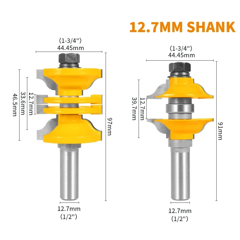 YUSUN 2PCS  Door Cutter Series Router Bit Woodworking Milling Cutter For Wood Tools