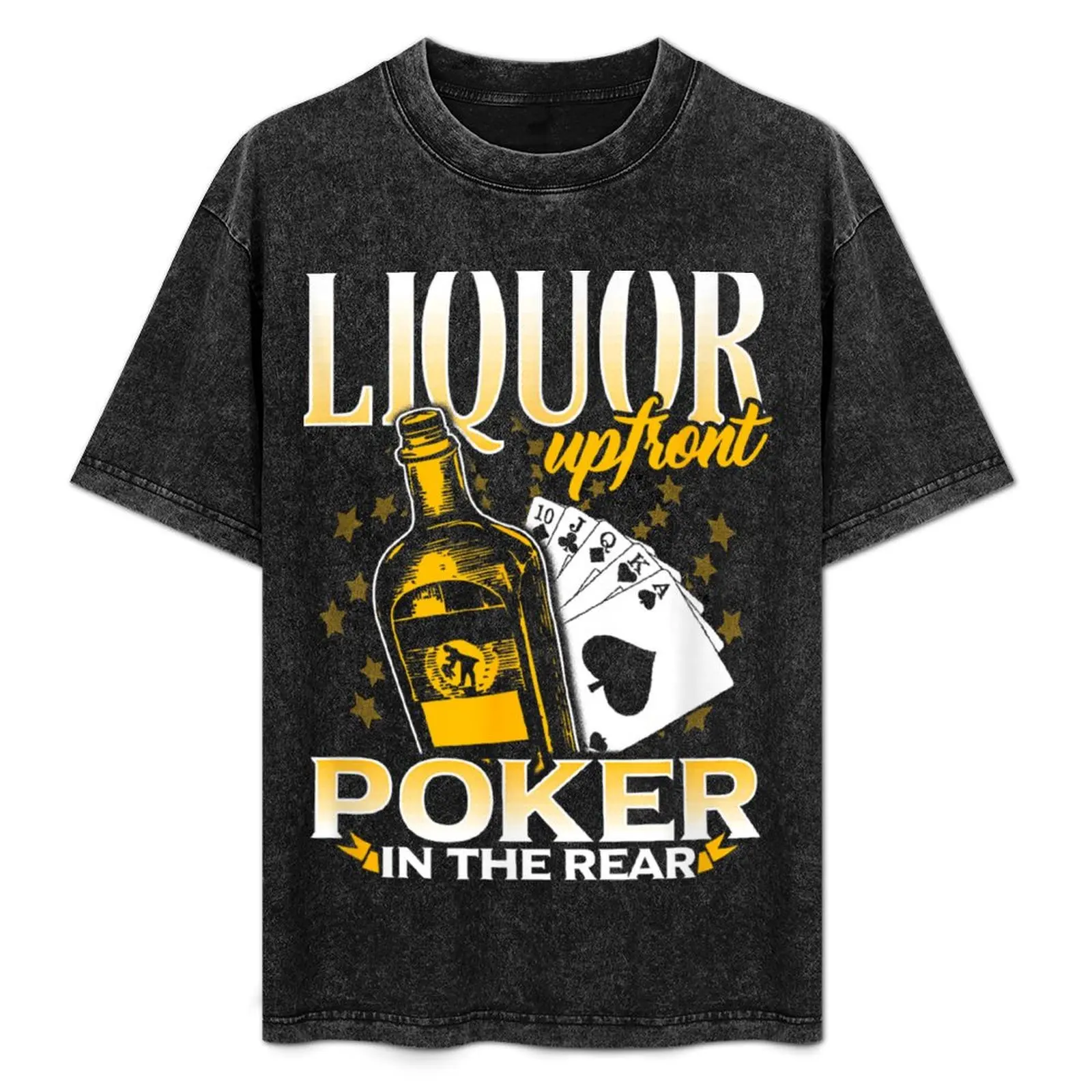 前には酒、後ろにはポーカー！-ポーカー-tシャツ-大きいサイズ-カジュアル-tシャツ