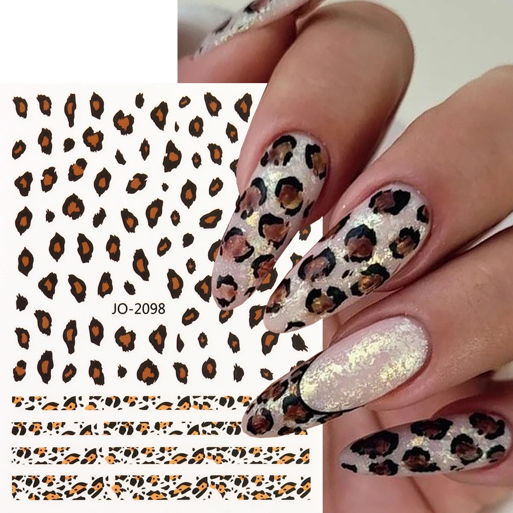 

3D New Leopard Print Stickers For Nails Brown Leopard Stripes Claw Nail Decals Leopard Designs Tattoo Manicure Decor GLJO-2098