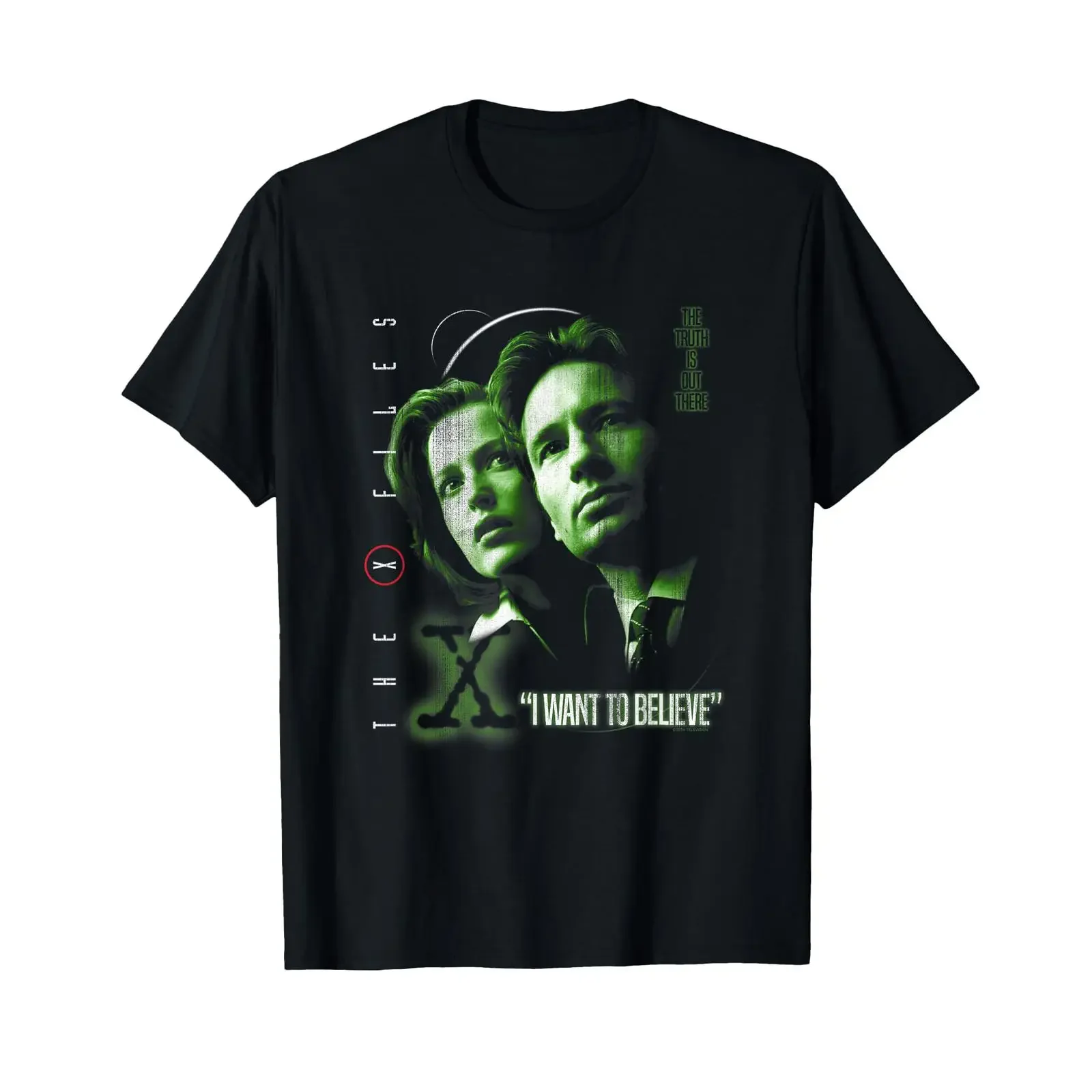 X Files I Want to Believe Green Glow 90's TV Show T Shirt vintage Washed Breathable Stretched graphic Comfortable Versatile