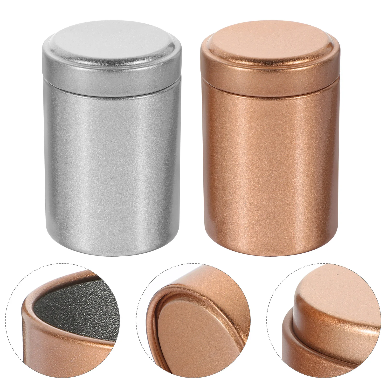 

2 Pcs Storage Canister Metal Tea Jar Lightweight Portable Mini Loose Tea Container Sealed Airtight Tinplate Shape Gift