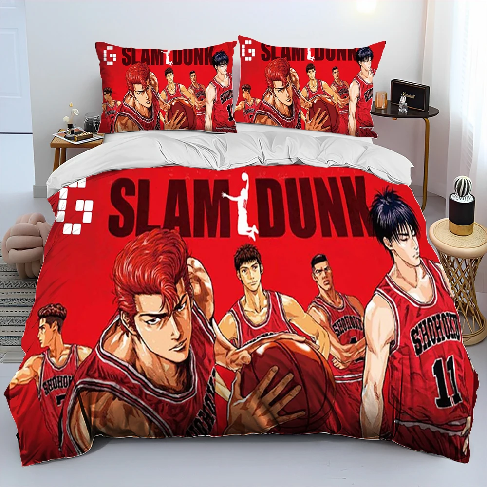 

Slam Dunk Japan Anime Cartoon Comforter Bedding Set,Duvet Cover Bed Set Quilt Cover Pillowcase,King Queen Size Bedding Set Kids