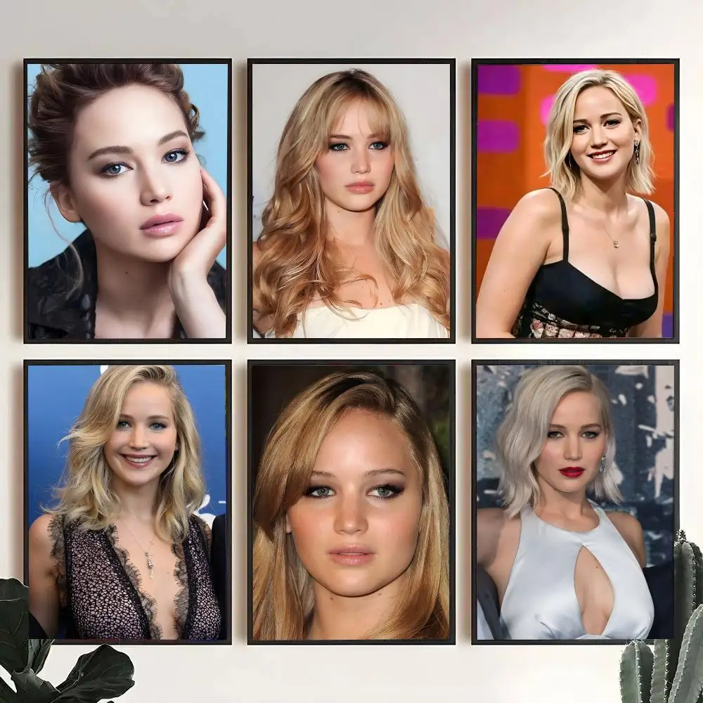 Actor Jennifer Lawrence Poster Decorative Wall Art Stickers Mural For Home Living Room Hallway Decor Gift