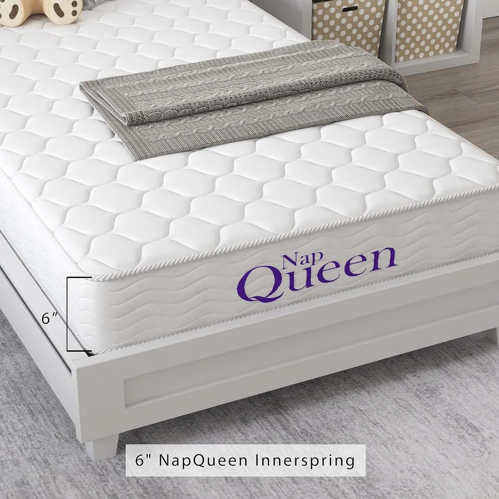 6 Inch Innerspring Twin Size Medium Firm Support Relief Mattress, Bed in a Box, White
