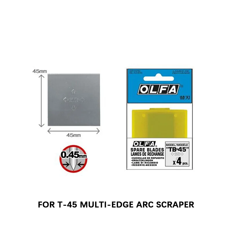 OLFA TB-45 Replacement Blade for T-45 Multi-Edge ARC Scraper 4PCS 0.45mm Thick Spare Blades Home or Industrial Cleaning Tools