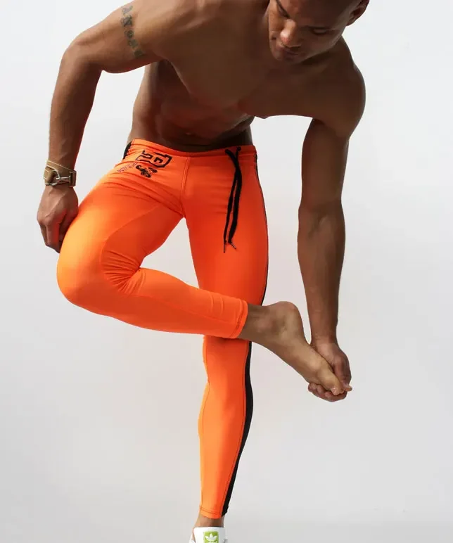 Fashion Men's Sexy Tight Pants Casual Sweatpants Low Rise Elastic Skinny Active Pants Compression Track Bottoms Leggings