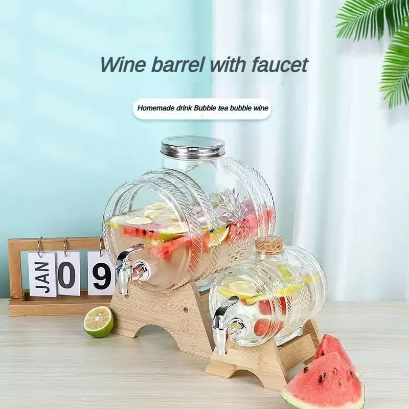 

Large Thickened Lemon Soaking Wine Glass Bottle with Spout, Home Use Self-Service Fruit Wine Beverage Cola Container