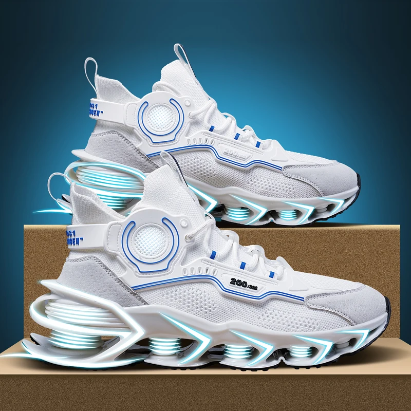 

Sports and leisure shoes, men's shoes, marathon oversized air cushioned shoes, fly woven all season rubber, wear-resistant, anti