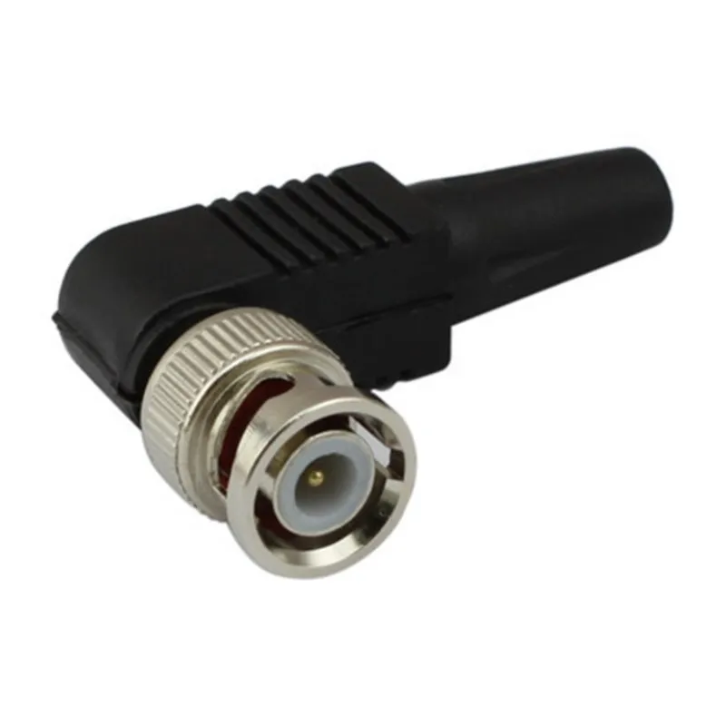 2/5/10pcs BNC Male Connector Bending Angle Plug Adapter Twist-on Coaxial Cable for CCTV Camera Surveillance Video Audio B5