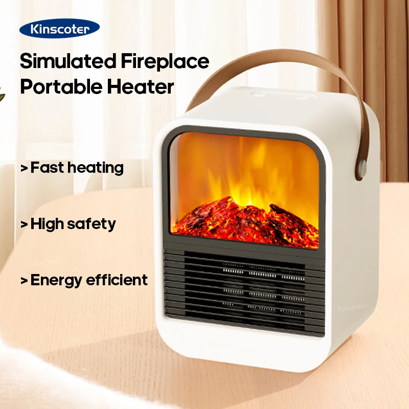 Simulated Fireplace Electric Heater 1000W Space Heater Portable PTC Fast Heating Ceramic Home Office Indoor Overheat Protection