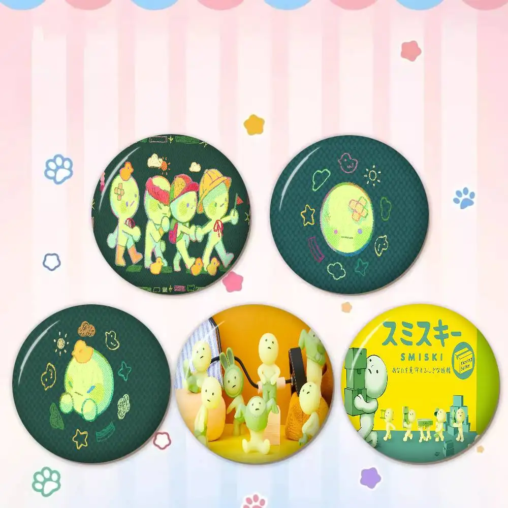 Cute smiski Round Button Pins Slogan Creative Brooches Backpack Clothes Decoration Fashion Cartoon Jewelry Gifts