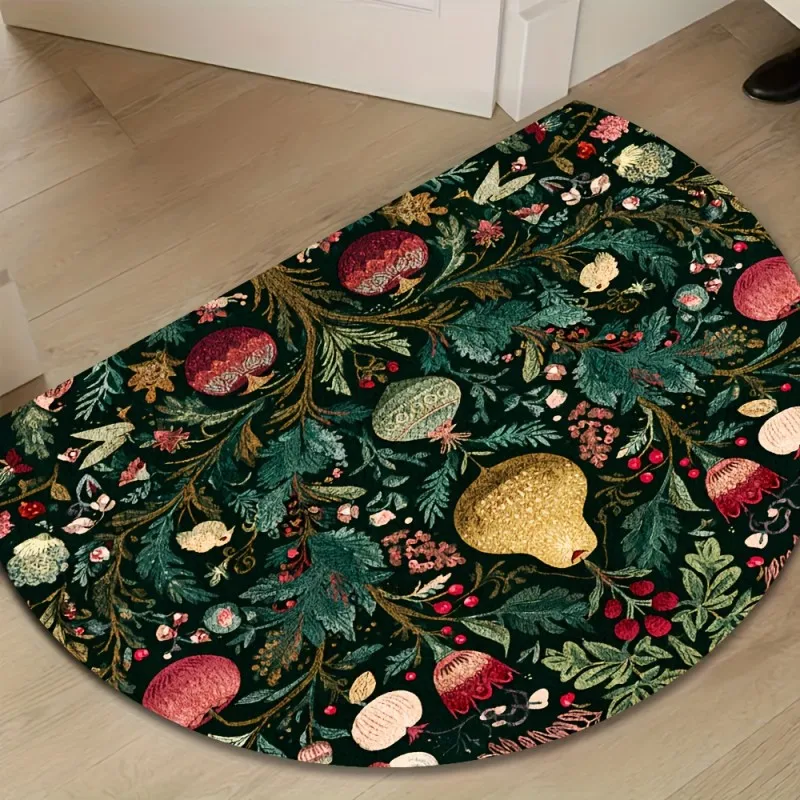 Santa Claus Slogan Typography Semi Circle Doormat Cute Christmas Holiday Welcome Mat