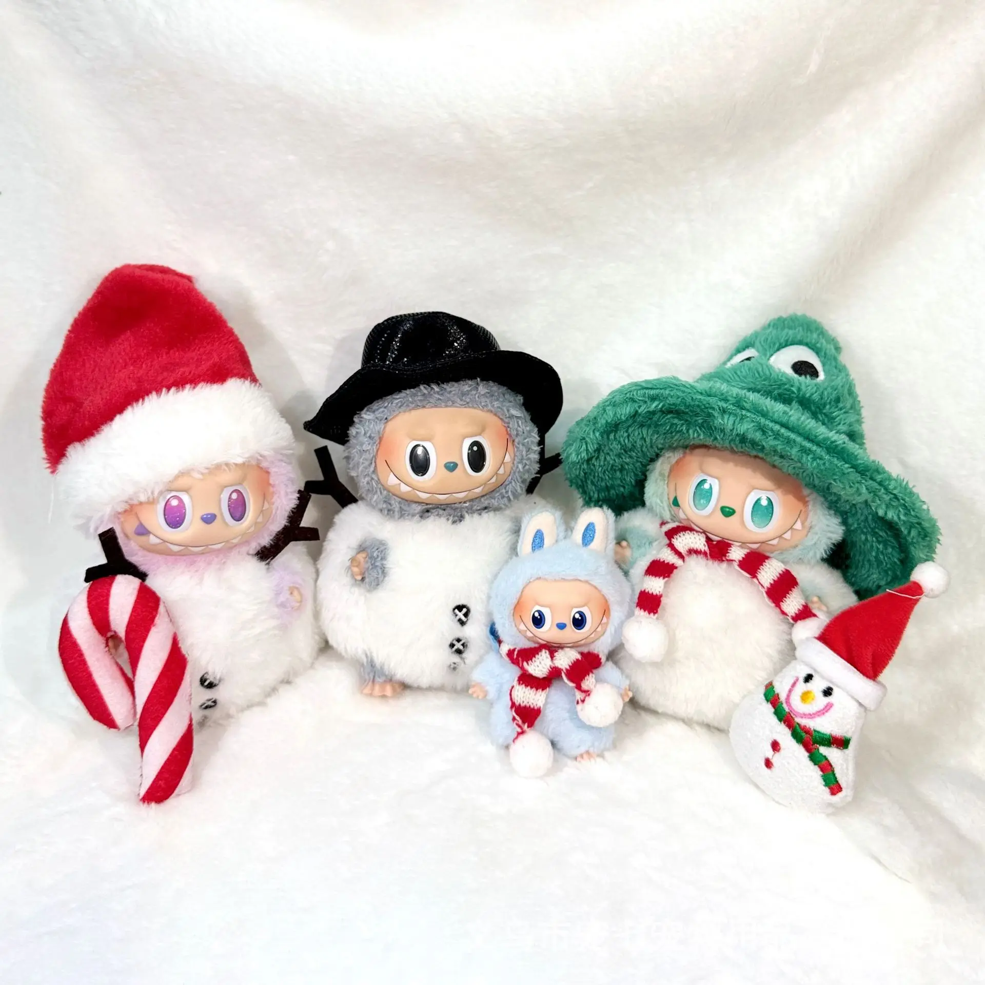 Doll clothes For labubu 17cm doll clothing Christmas Snowman Top hat button set For labubu V3 V2 V1 doll outfit Accessories