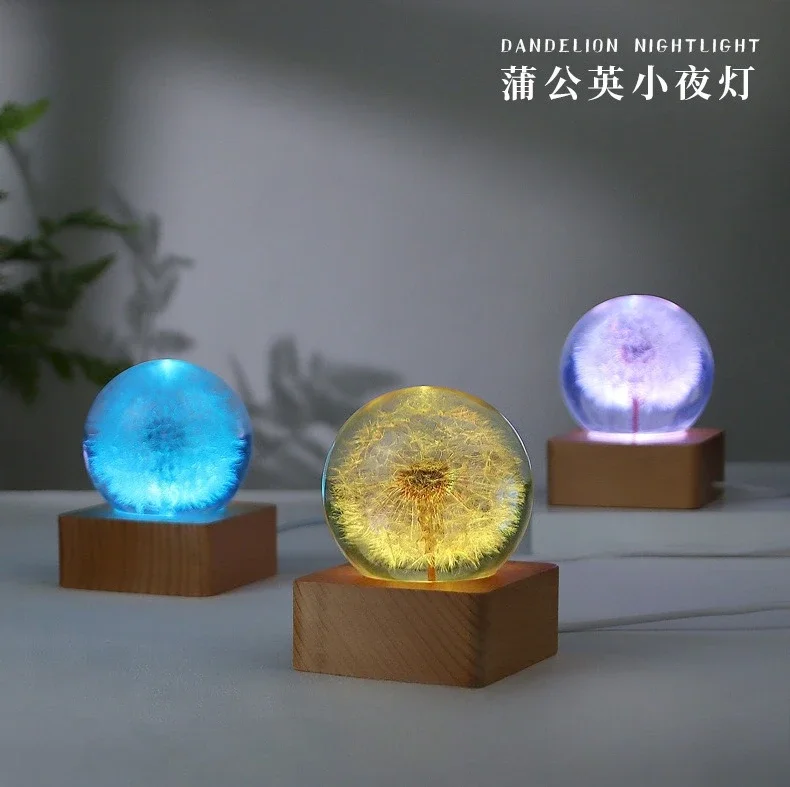 Dandelion crystal ball night light epoxy Epoxy handmade resin