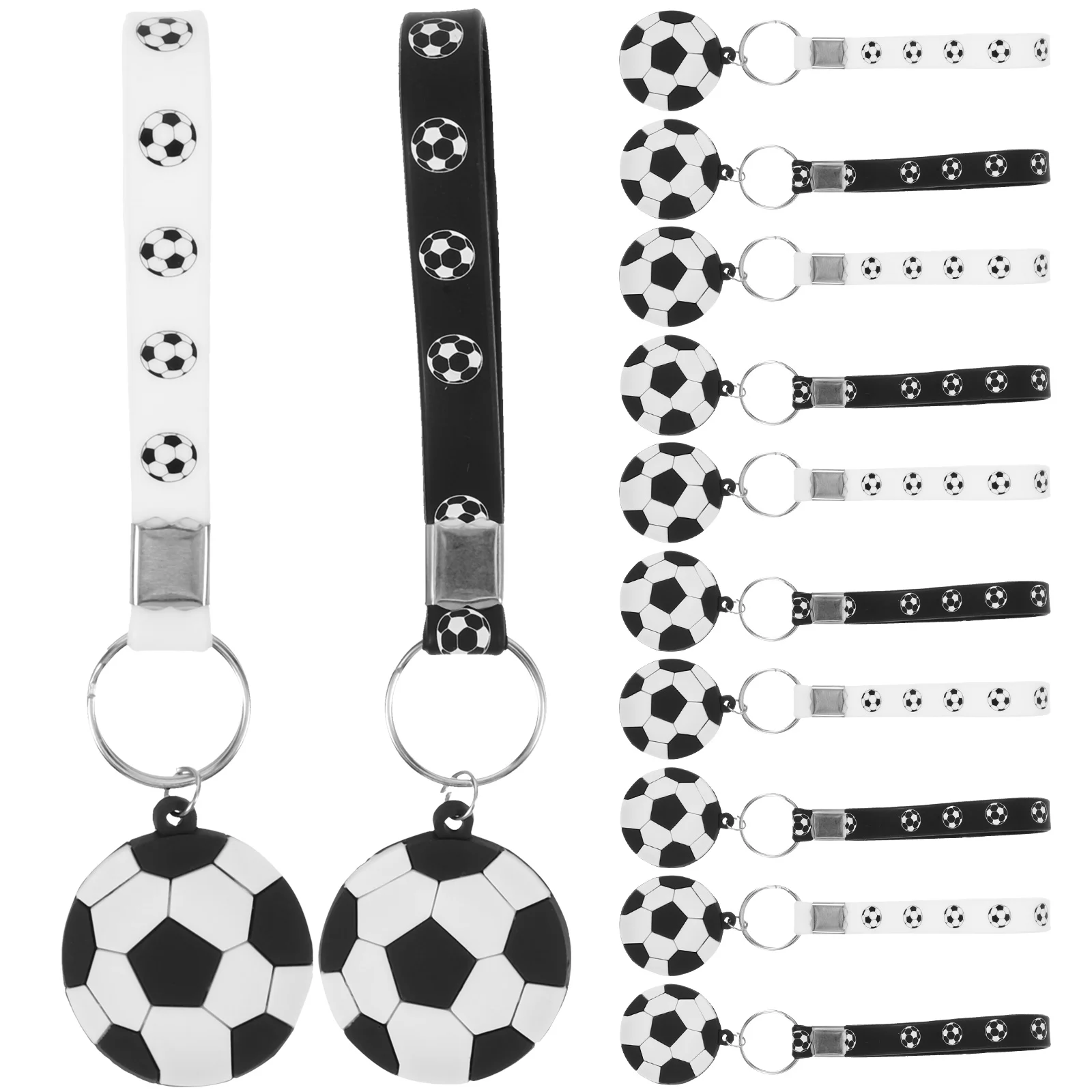 

12 Pcs Football Key Ring Bag Supply Soccer Gifts Sports Keychain Rings Silica Gel Pendants Student of The Lid