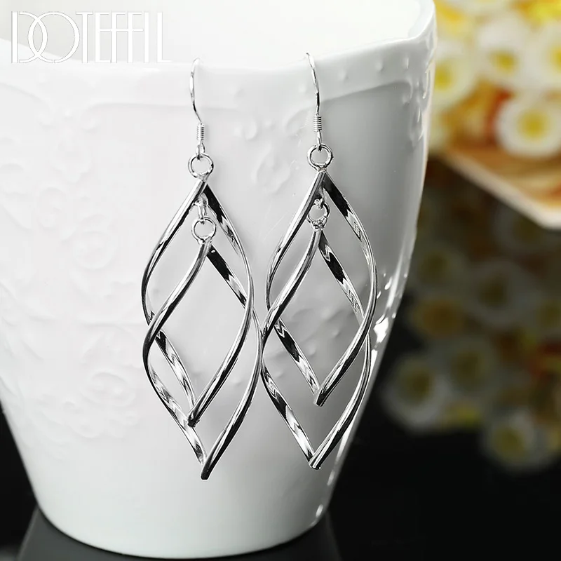 Fine High Quality Silver Color Earrings Fashion Jewelry Elegant Woman  Hanging Drop Long Wedding Christmas Gifts