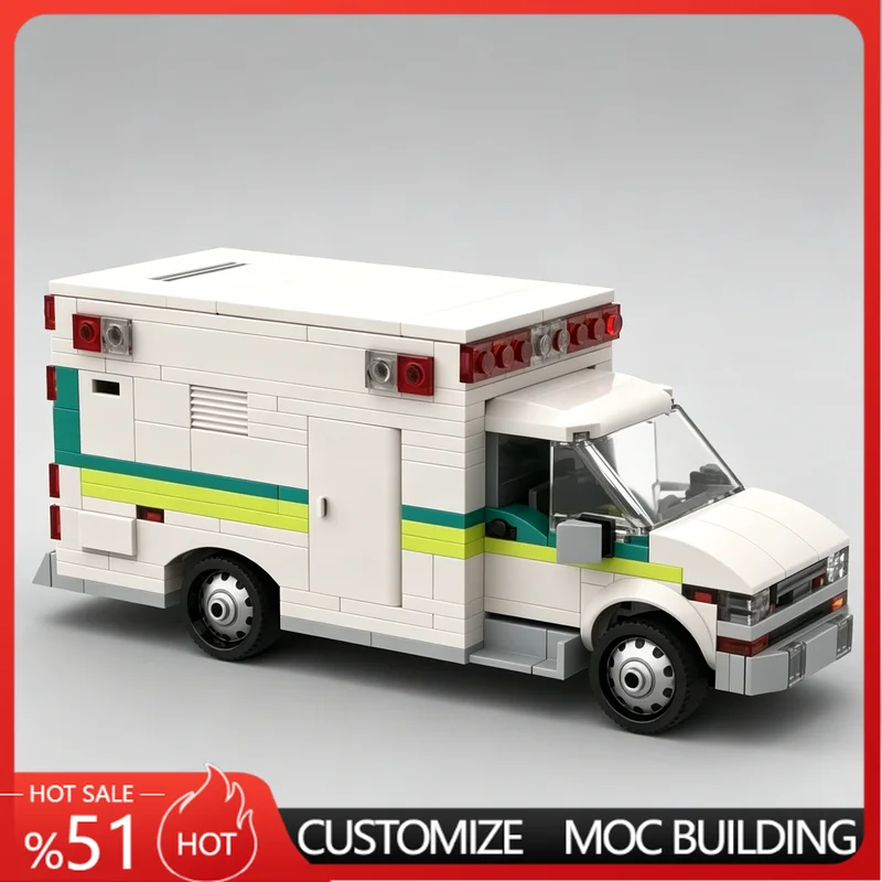 

346 PCS Chevy Ambulance Emergency Vehicle Model Customize Creative MOC Building Blocks DIY Assembly Educational Toy For Display