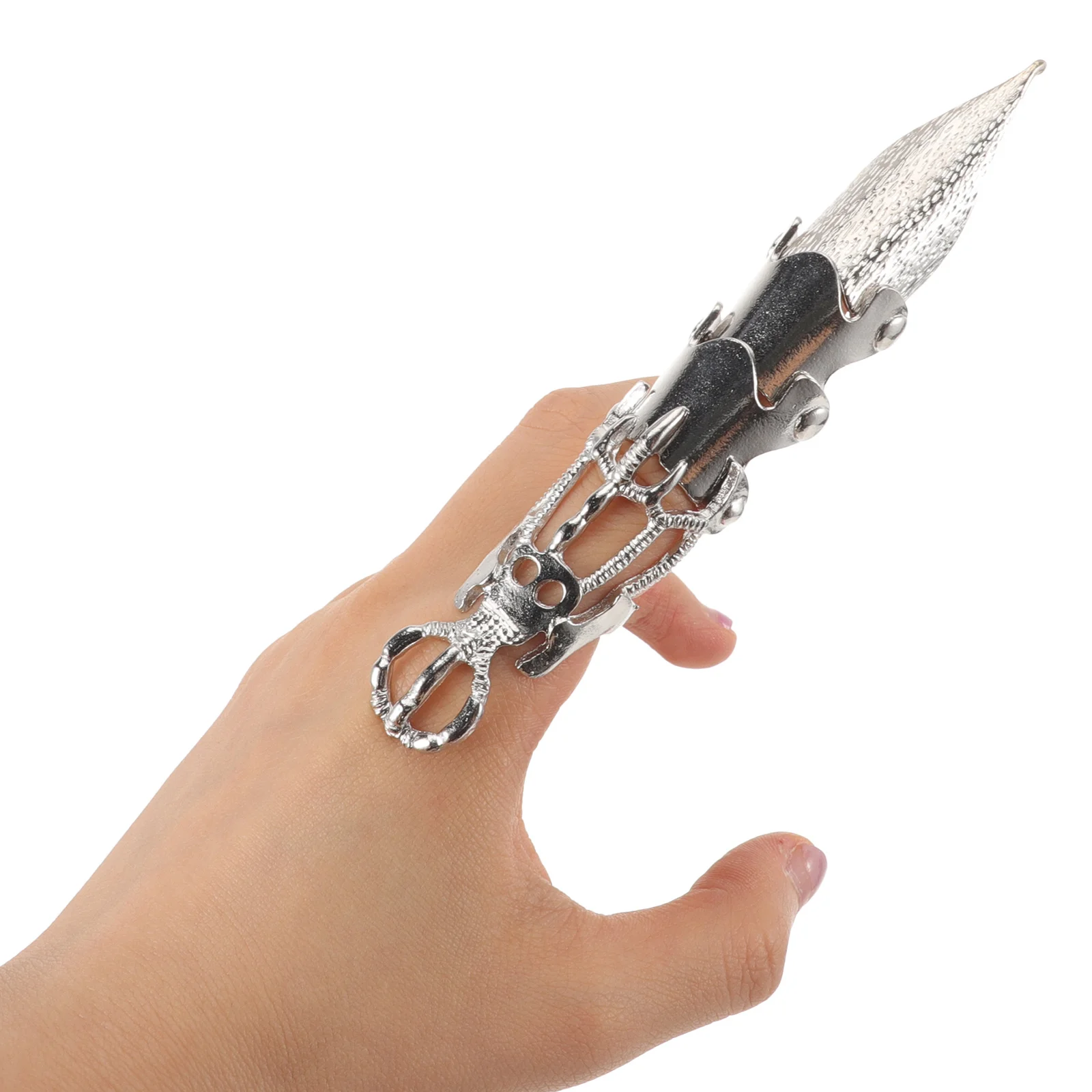 

2pcs Extra-Long Finger Joint Rings Alloy Adjustable Punk Style Ring For Party Festival Decor, Goth Jewelry Accessory