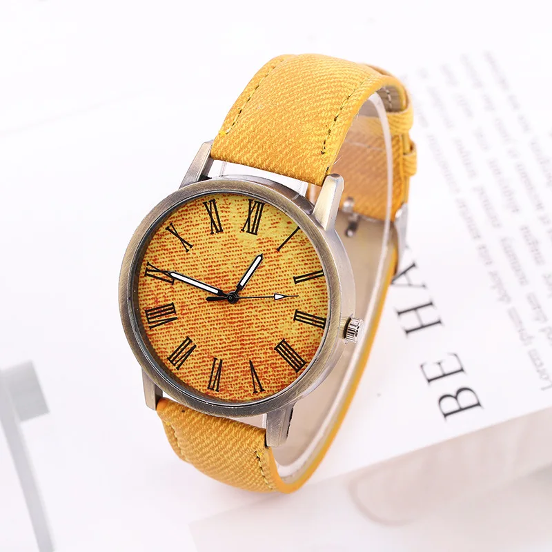 

New Fashion Men Casual Quartz Watch Women Jean Fabric Leather Strap Dress Watches Relogio Feminino Ladies Wristwatch Hot Clock