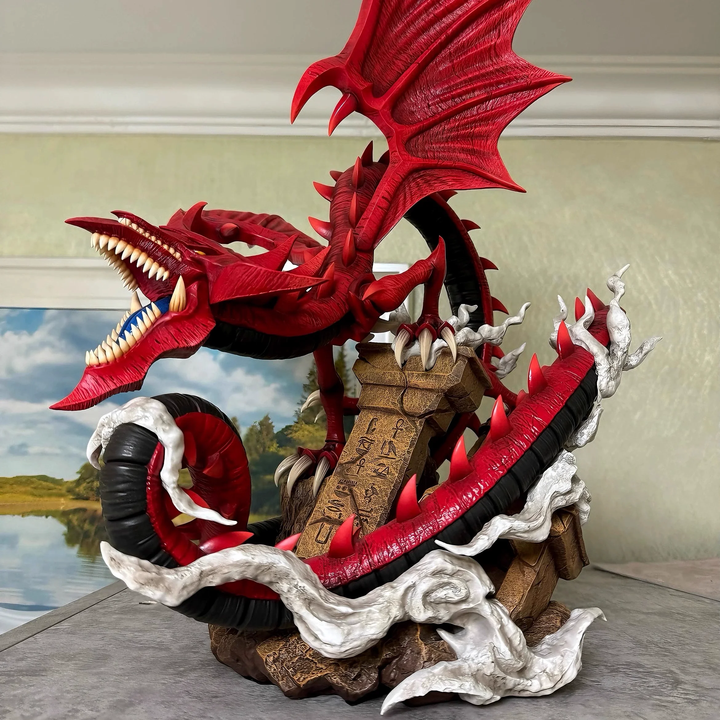 25cm-32cm أنيمي يو غي أوه! Slifer السماء التنين الشكل المشهد نموذج تمثال مكتب الحلي تمثال تحصيل الرسوم المتحركة الأولاد هدية