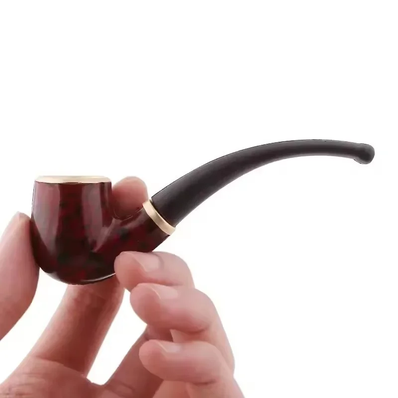 New 107mm Vintage Durable Resin Curved Tobacco Cigar Cigarette Pipes Smoking Pipe Black Gifts Smoking Accessories dropshipping