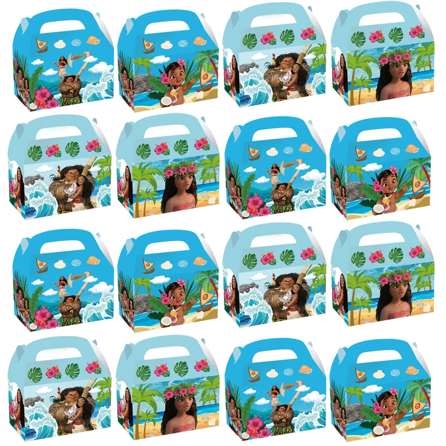 12 pièces/24 pièces, coffret cadeau joyeux anniversaire thème Moana Moana, adapté à la décoration d'anniversaire, placer de nombreux bonbons et cadeaux en fête