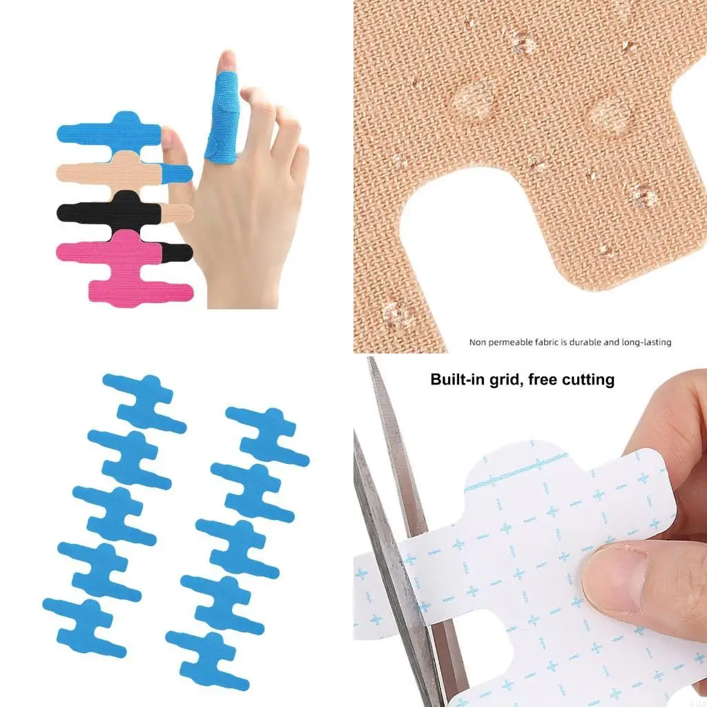 

10Pieces Precuts Finger Support Bandages Breathable Fabric Double Straps Secure Fasteners for Daily Activities Sport