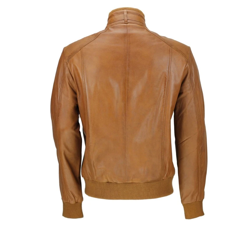 Men's NEW Vintage Style Tan Winter Bomber Real Authentic Lambskin Leather Jacket