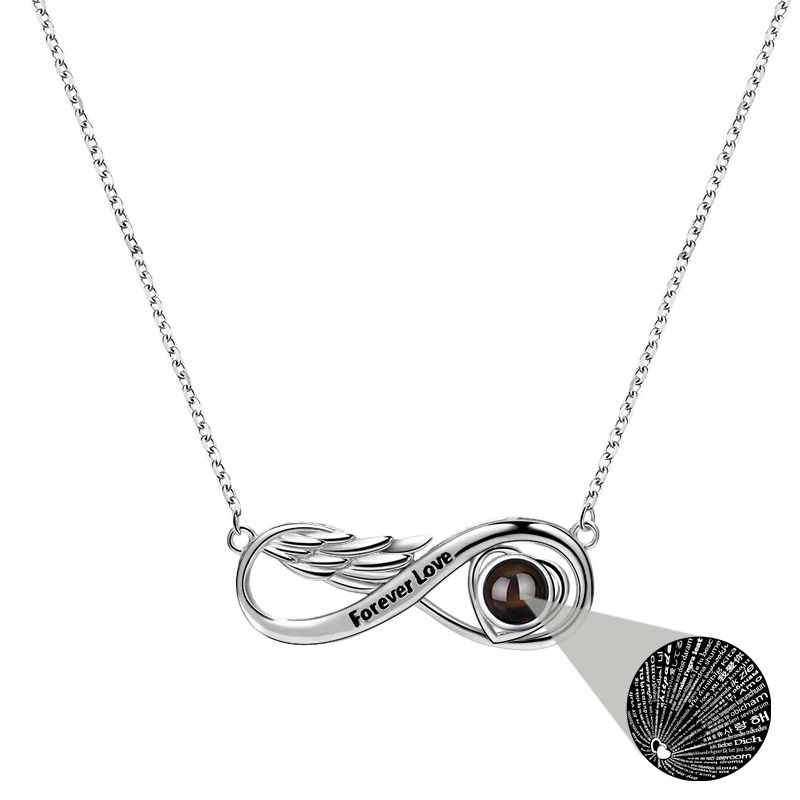 أجنحة القلب قلادة صورة مخصصة قلادة للنساء الإسقاط صور 925 سلسلة هدية الأزياء والمجوهرات