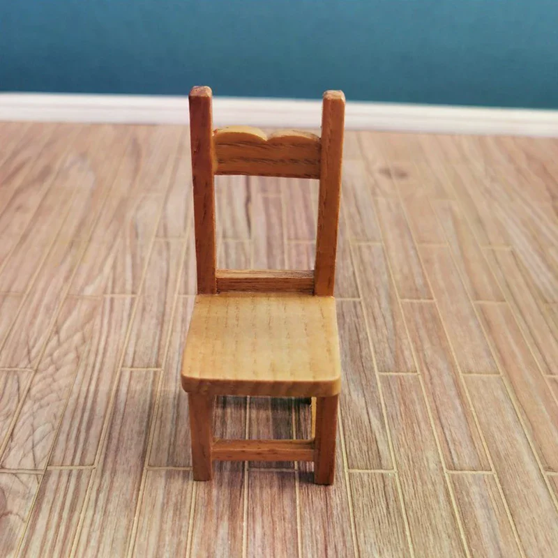 1:12 Dollhouse Mini Back Chair Stool Miniature Furniture Kids Pretend Play House Scene Decor Accessory