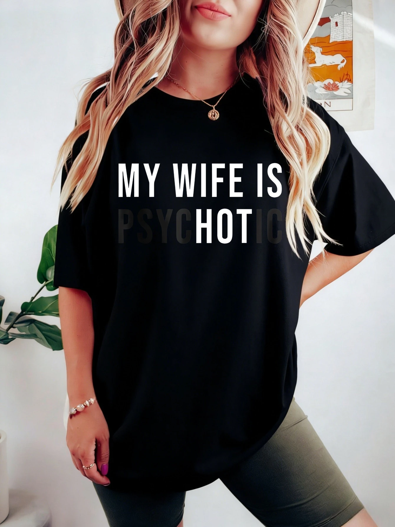 

Женская летняя футболка с коротким рукавом, повседневная, с забавным принтом, из хлопка, с надписью «MY WIFE IS HOT», в подарок.