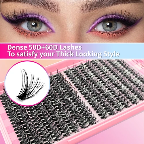 Racimos de pestañas, grupos de pestañas de Manga esponjosas, bricolaje, bandeja delgada multitipo, pestañas inferiores, punta, kit de grupos de volumen