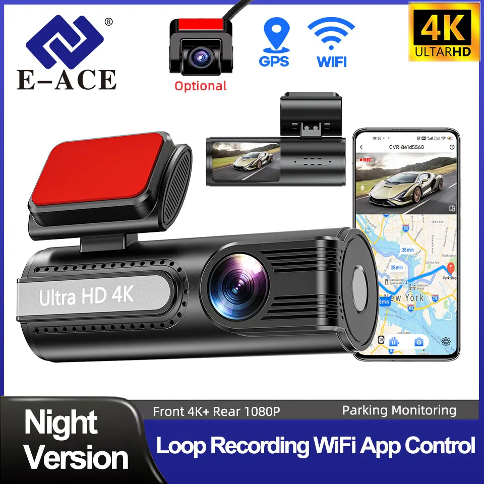 Dashcam For Car Black Box Driving Video Recorders WiFi GPS Mini 4K Front  Optional 1080P Rear 24H Parking Monitor Record camera