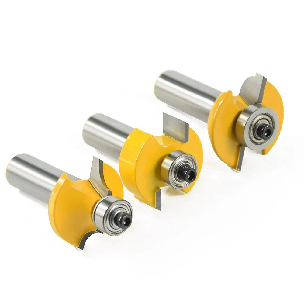 XCAN, 3 шт., набор бит для изготовления стеклянных дверей, хвостовик 1/2 дюйма, фрезы с круглыми бусинами, 2 канавки, концевая фреза для рамочной двери