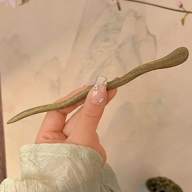 

1PCS Chinese Style Elegant Wood Hair Stick Women Girl Hairpin Simple Hair Fork Vintage Hanfu Cheongsam Headwear Hair Accessories