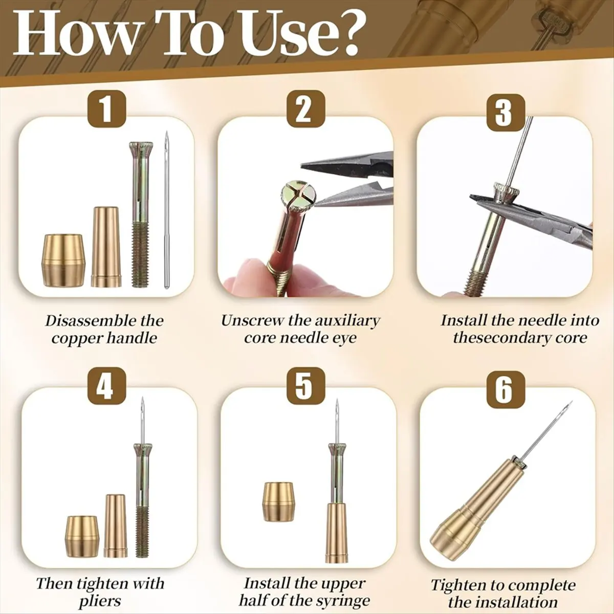 Limited Stock-14 PCS Leather Sewing Awl Needle Set with Copper Handle, Leather Sewing Needle Awl for Leather Craft Sewing Tool