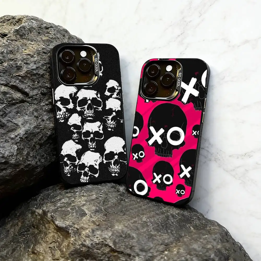 

skull Phone Case For iPhone 17,16,15,14,13,12,11 Plus,Pro Max,XS,Colorful Silver Phone case Funda Cover