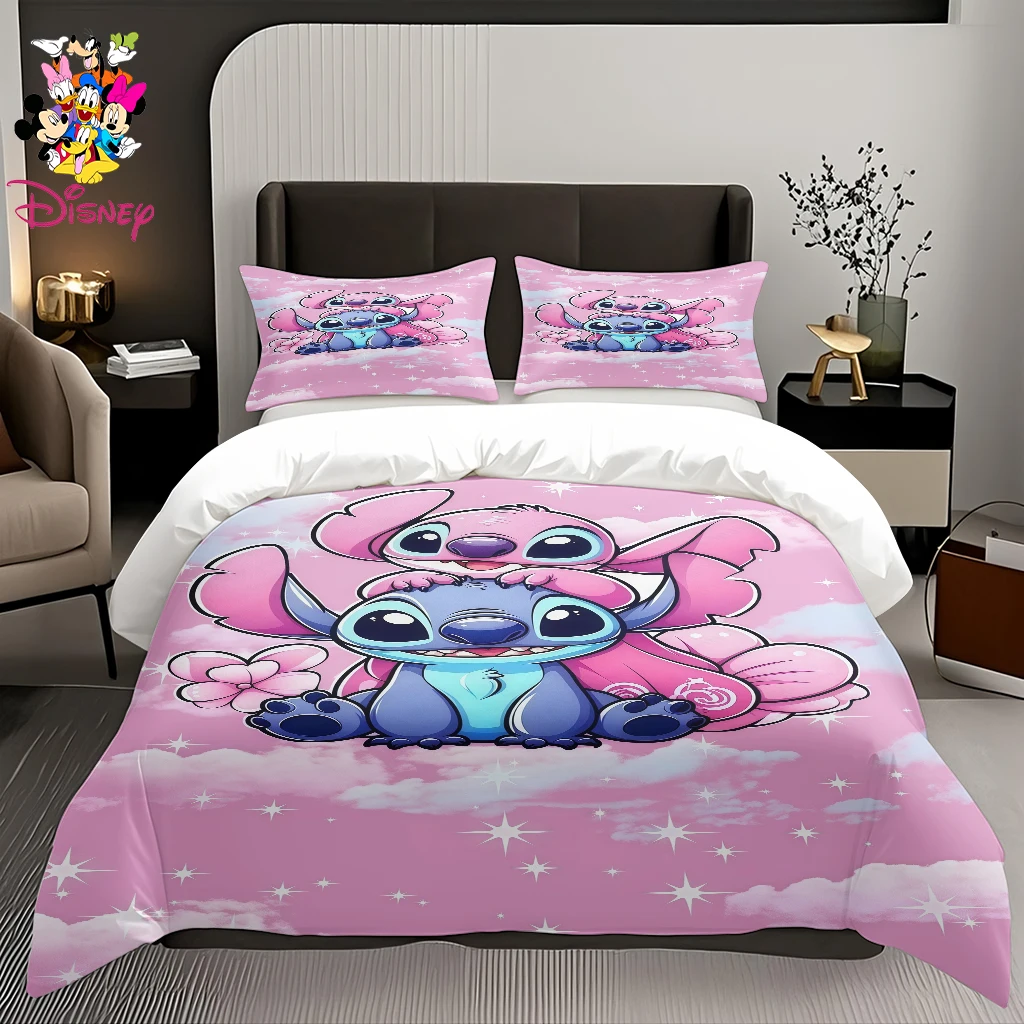 2/3 قطعة مجموعة غطاء لحاف ديزني ستيتش بدون حشو تصميم كرتوني لطيف مناسب لغرف النوم العائلية وغرف الضيوف، للاستخدام لجميع المواسم #1