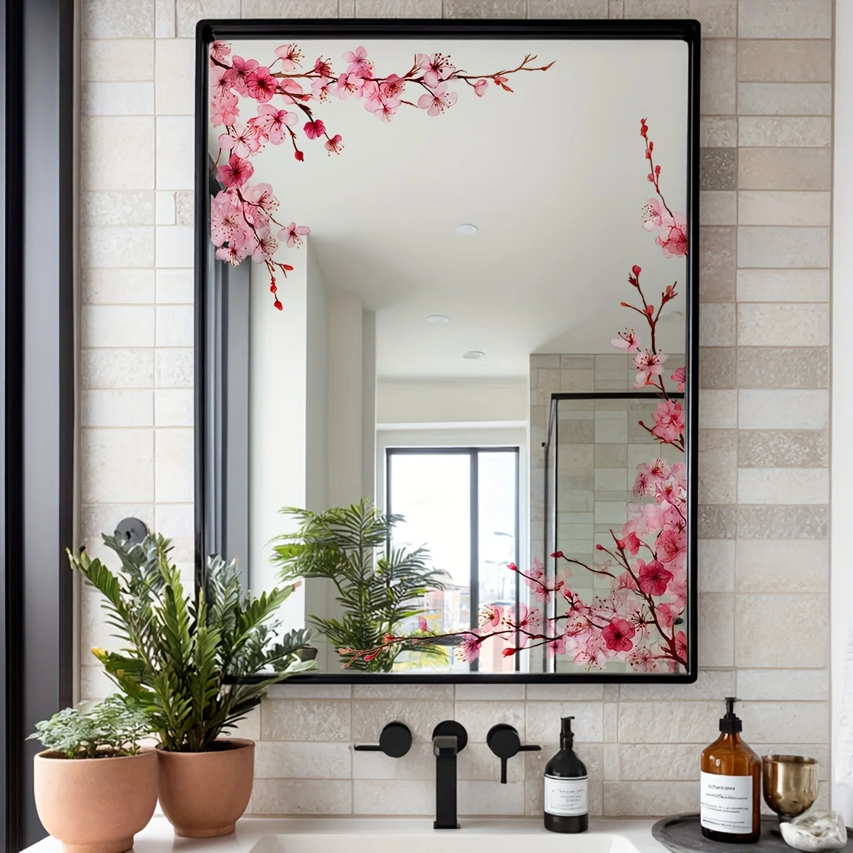 1pc peach blossom wall stickers, self-adhesive stickers, suitable for living room, bedroom and study.