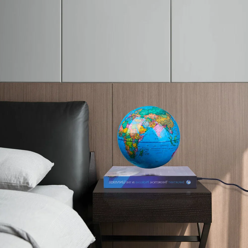 6 Inch Zwevende Wereldbol Met Boekbasis Magnetische Levitatie Educatieve Benodigdheden Earth Touch Control Led Kleurveranderend Licht