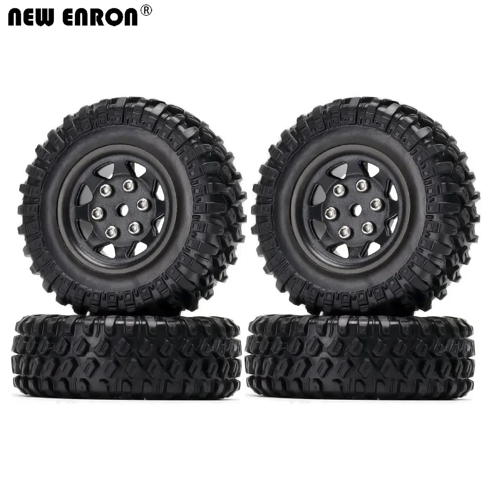 ใหม่ ENRON 4 ชิ้น 1.0 "พลาสติก Beadlock ล้อและ 49 มิลลิเมตรยางยางสําหรับ RC รถ Rock Crawler 1/24 Axial SCX24 90081 C10 Wrangler