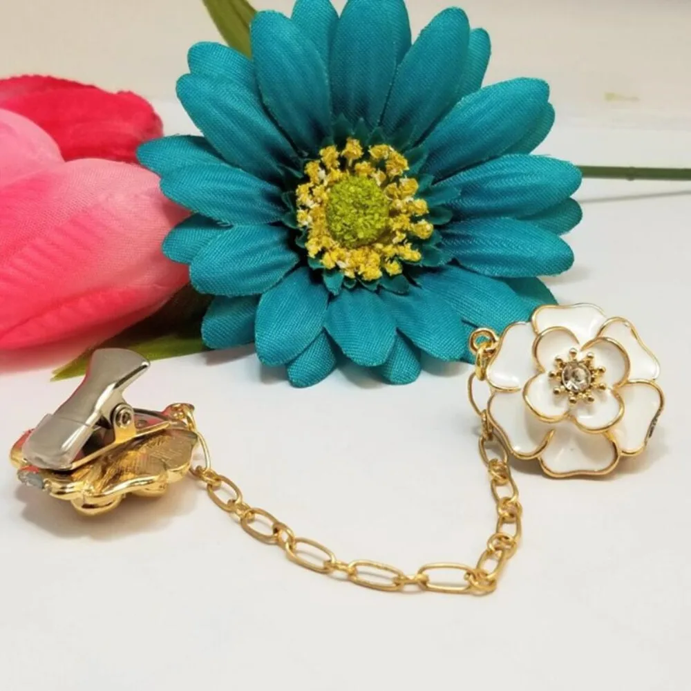 Pin de flores Vintage, clip de cintura puntiagudo, cadena de cárdigan, clip de suéter, joyería de moda, 3 piezas