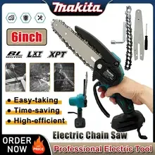 

Электрическая цепная пила Makita 6 дюймов, портативная, ручная, для сада, обрезки деревьев и распиловки древесины, электроинструмент