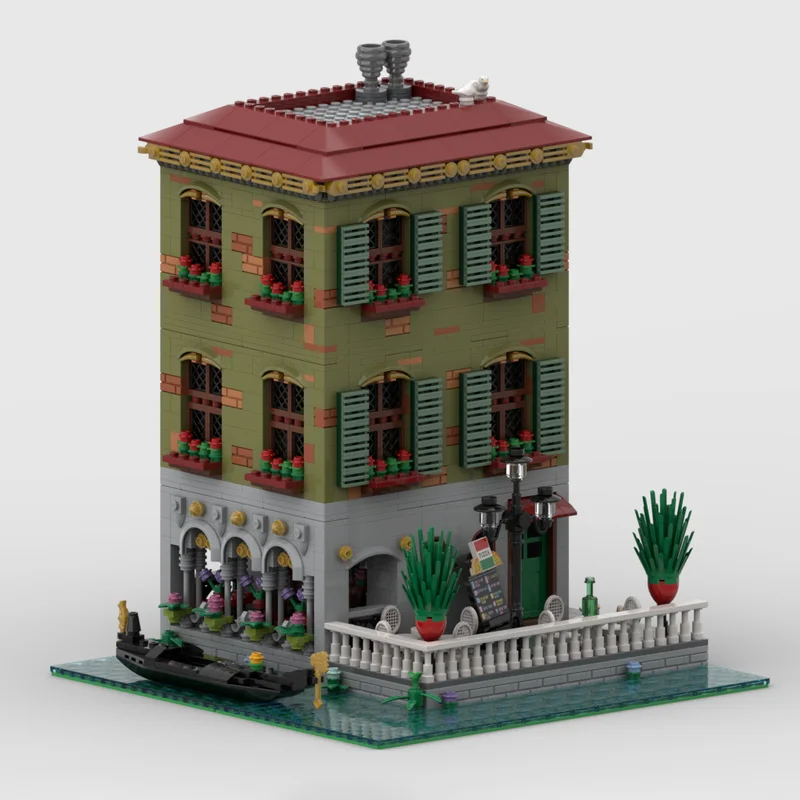 10097 Stück MOC Canal Grande Venice DIY Bausteine Venedig Waterfront Abnehmbare Brücke & Café Terrassen, Herausforderungsarchitektur