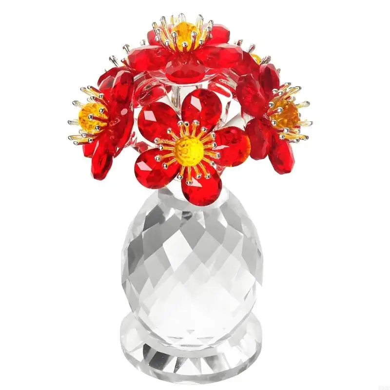 1 Stück Kristallblume mit 6 Stielen, handgefertigt, Pflanzenkreation, Muttertagsgeschenk für Wohnzimmer, Tischdekoration, B03E – Detail 3