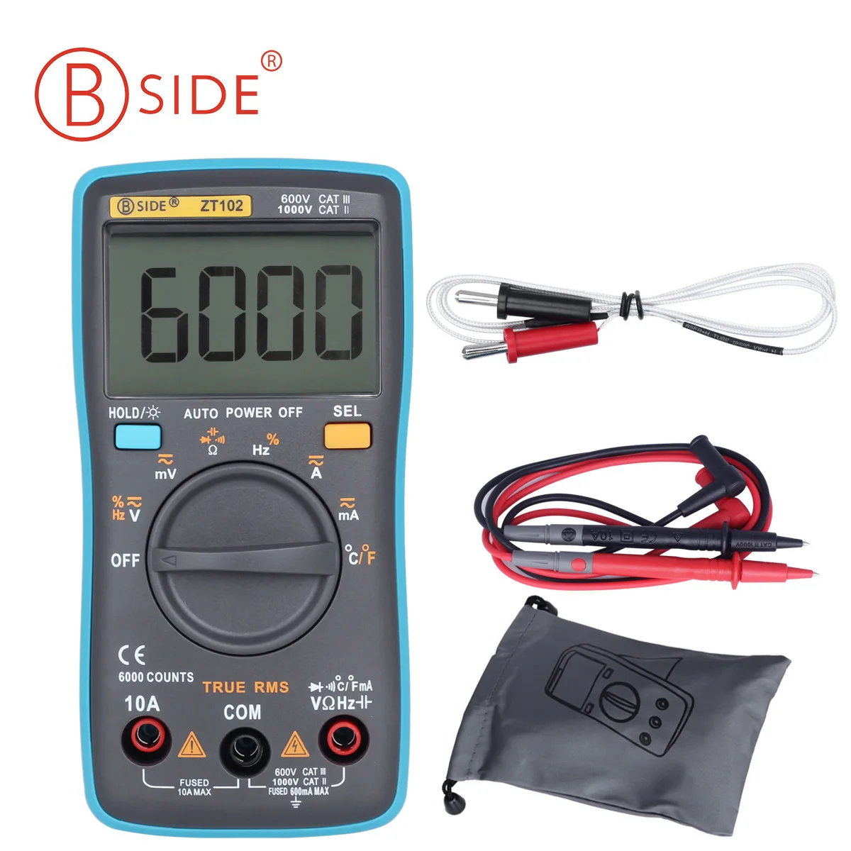 Digital Multimeter, ZT102 Portable Mini Multimeter Auto Digital LCD Display Testing Capacitance Multimeter
