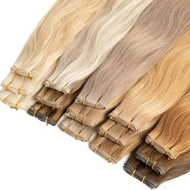 Genius Weft Human Hair Extensions Straight Raw Virgin Hair Weaves Bundles Invisible Lightweight 100g Double Drawn Hairpiece