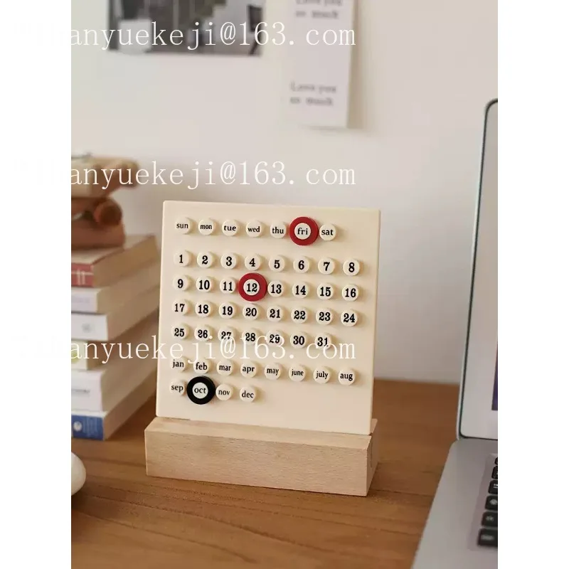 2026ins ring cream ring calendar creative office desktop solid wood perpetual calendar